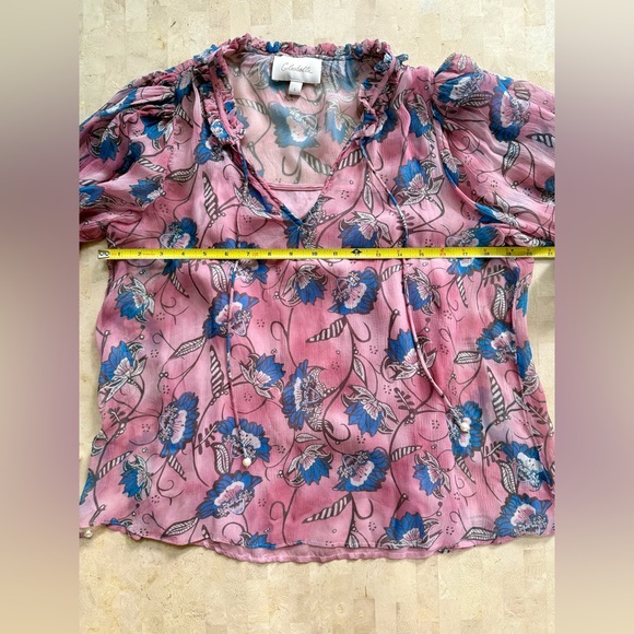 Cleobella Women's Pink Floral Lotus Print Emily Blouse Shirt Small - Picture 8 of 10